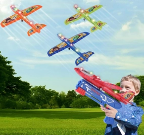3 Pack Airplane Launcher Toy for Kids, Led Foam Glider with Plane Launcher for Playing Outdoor Flying Toys, Birthday Gifts for Boys Girls 3 4 5 6 7 8-13 Year Old.