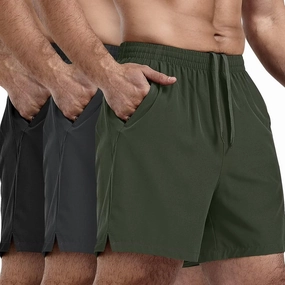3 Pack Men's Athletic Running Shorts 5 Inch,Quick Dry Gym Workout Shorts with Zip Pockets