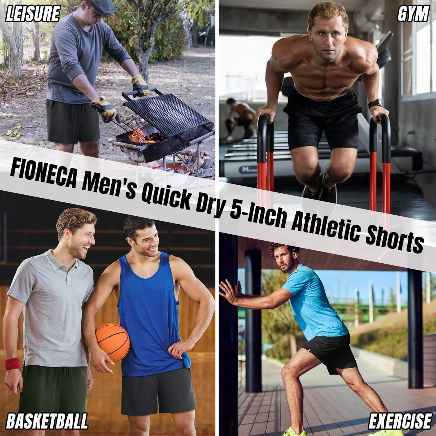 3 Pack Men's Athletic Running Shorts 5 Inch,Quick Dry Gym Workout Shorts with Zip Pockets