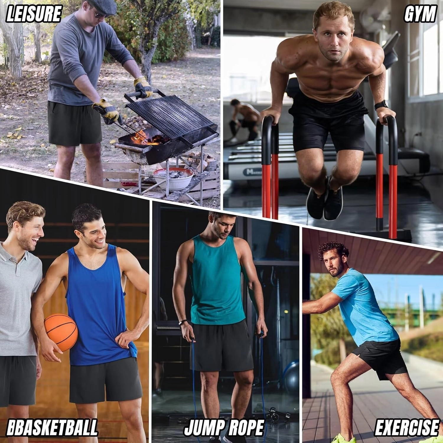 3 Pack Men's Athletic Running Shorts 5 Inch,Quick Dry Gym Workout Shorts with Zip Pockets