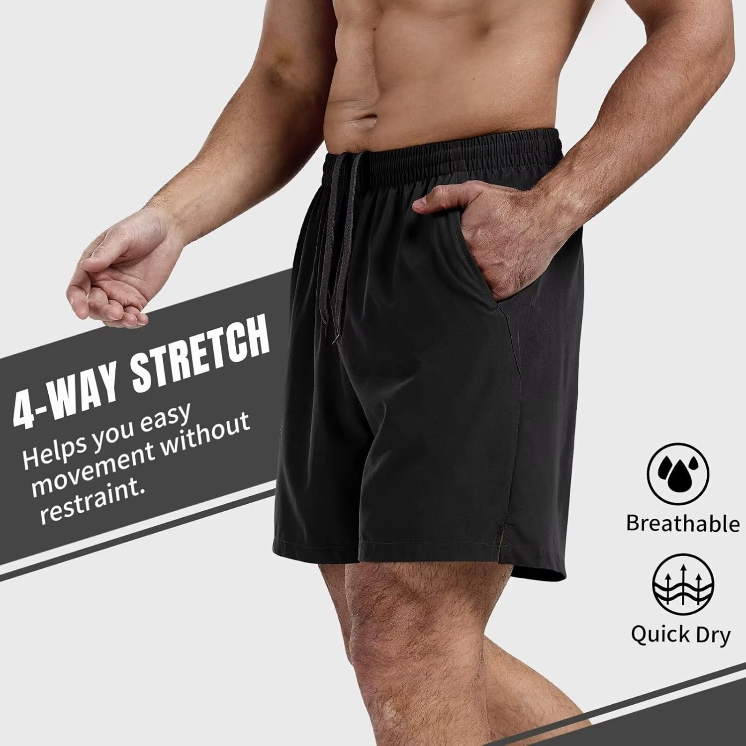 3 Pack Men's Athletic Running Shorts 5 Inch,Quick Dry Gym Workout Shorts with Zip Pockets