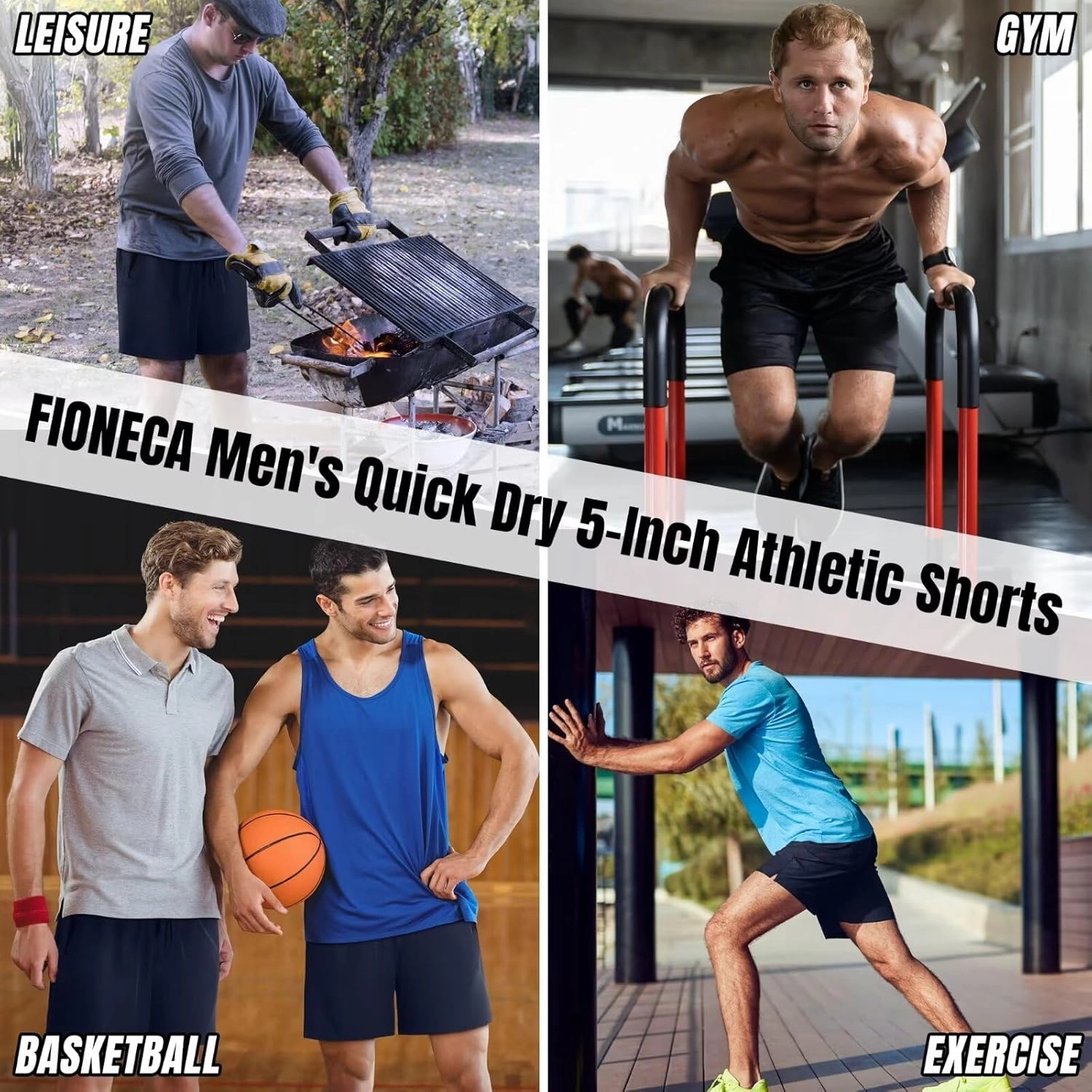 3 Pack Men's Athletic Running Shorts 5 Inch,Quick Dry Gym Workout Shorts with Zip Pockets