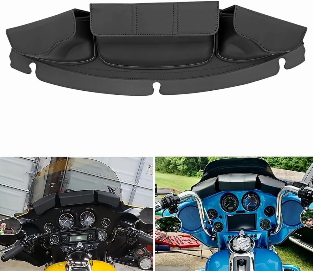 3 Pocket Windshield Bag Batwing Fairing Bag Pouch Fit for Harley Touring Street Glide Electra Glide Tri Glide Ultra Limited FLHX FLHXST FLHXS 2014-2023