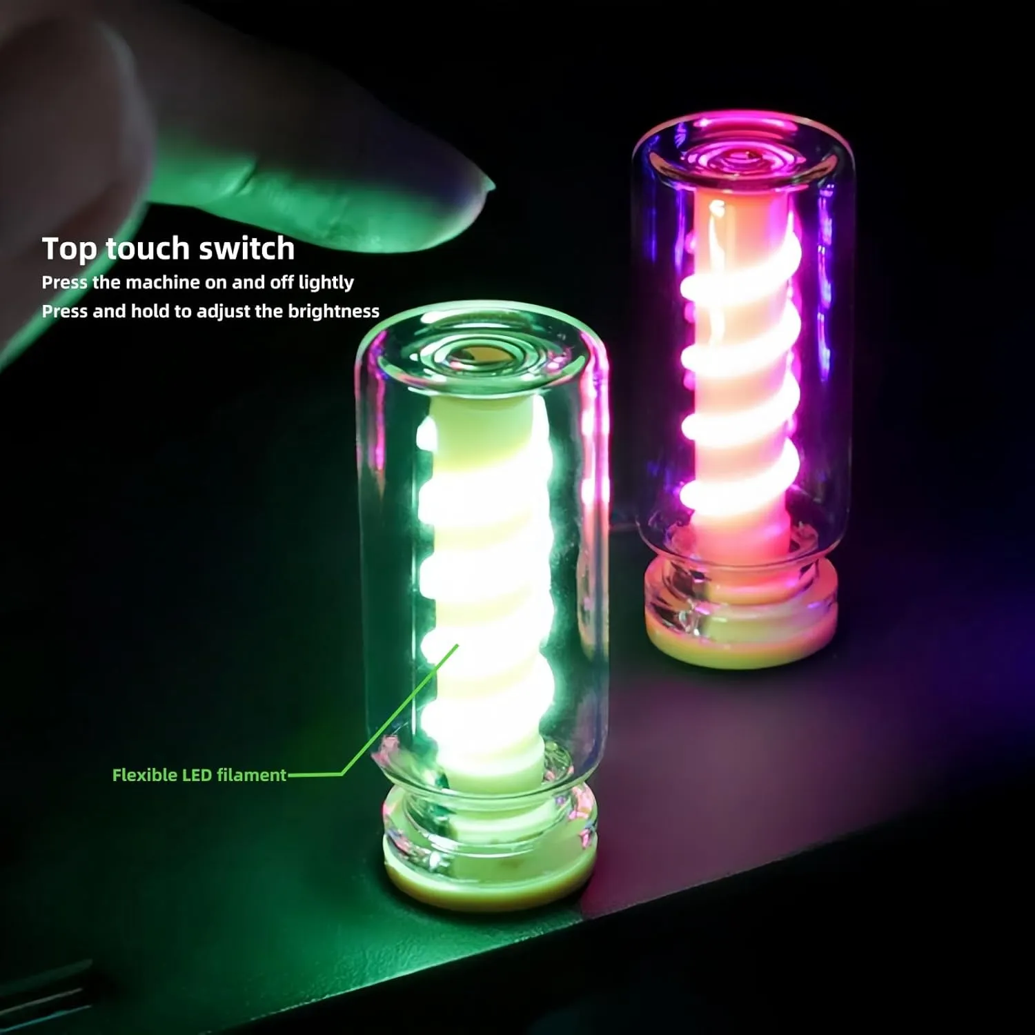 3D Dimmable Touch Control USB Car Interior Lights - Retro Creative LED Ambient Lighting, Universal USB Lights for Cars, bedrooms, Camping, Parties, Mini Decorative Lights (Clear-Blue)