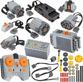 48pcs Power Functions Motor Set, Motor Kit Technic Parts for STEM Assembled Building Block, Control Function Replace Part for MOC Bricks