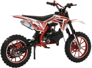 49cc Kids Dirt Bike, Gas Powered 2-Stroke Mini Motocross Motorcycle, Off-Road Dirtbike for Kids 8-14 with Front/Rear Disc Brakes, Shock Absorption, Soft Seat Cushion
