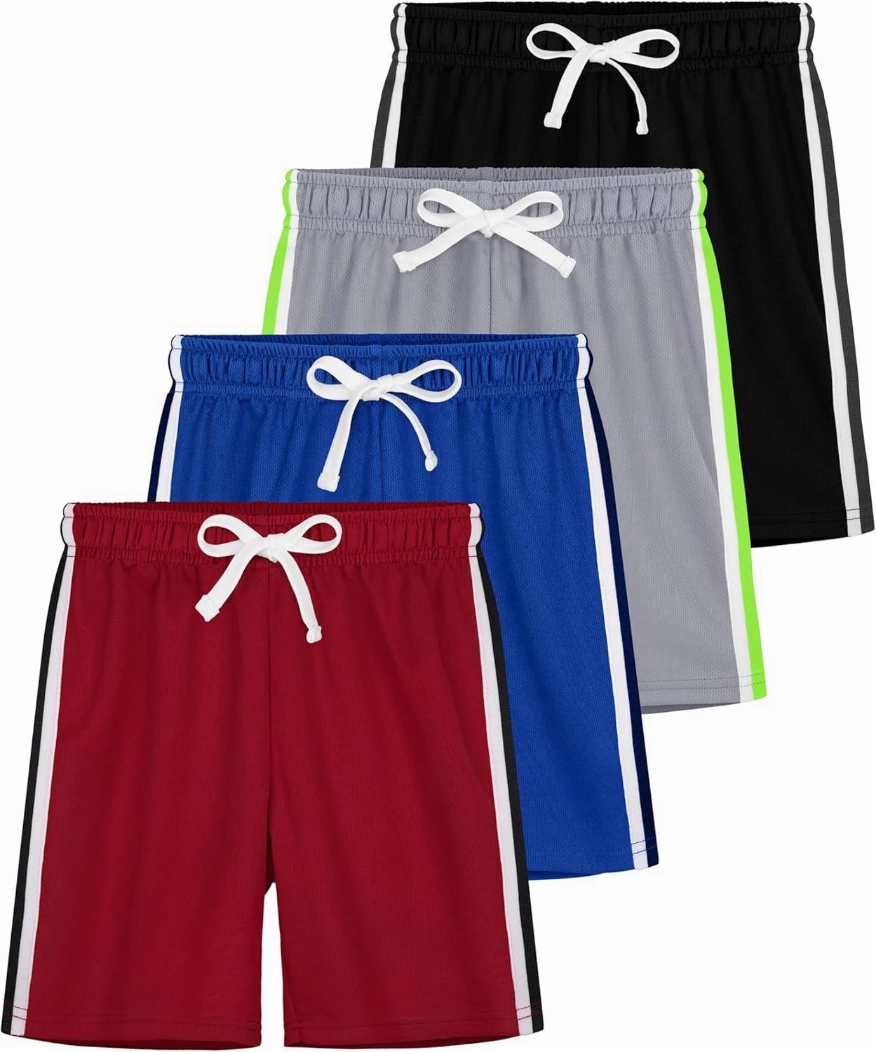4 Pack Boys Shorts Toddler Boys Athletic Basketball Shorts Clothes Kids Mesh Active Quick Dry Gym Sports with Stripe