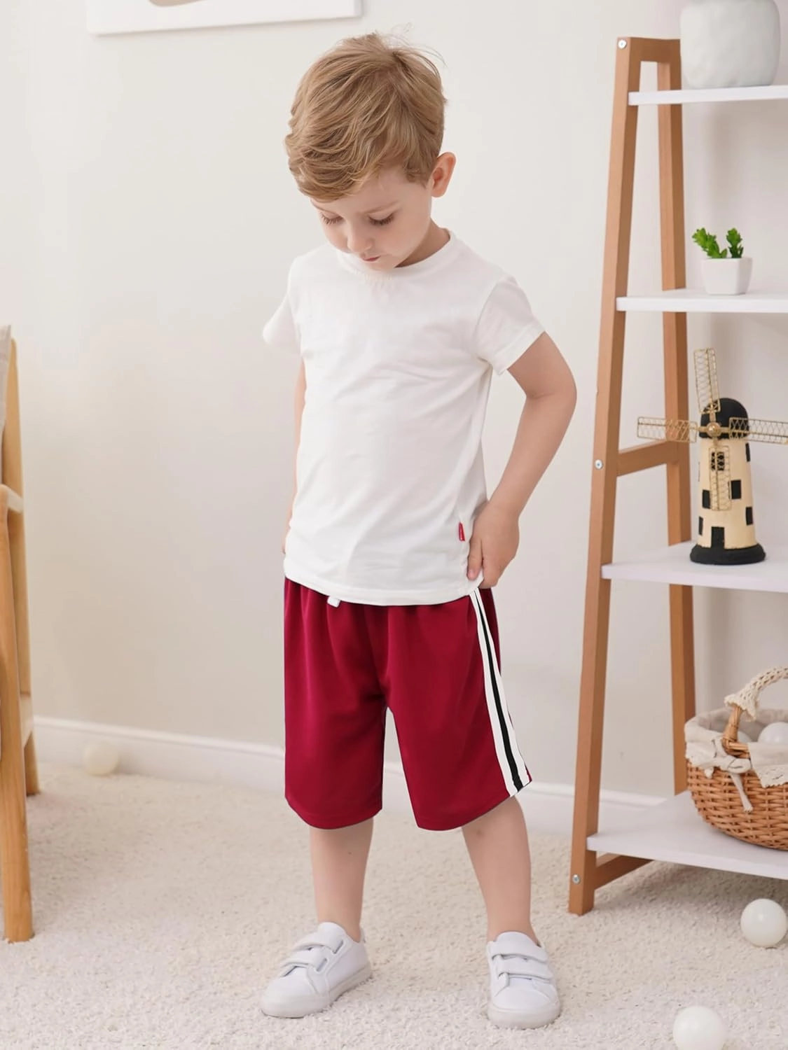 4 Pack Boys Shorts Toddler Boys Athletic Basketball Shorts Clothes Kids Mesh Active Quick Dry Gym Sports with Stripe