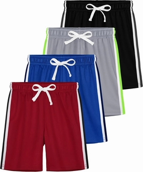 4 Pack Boys Shorts Toddler Boys Athletic Basketball Shorts Clothes Kids Mesh Active Quick Dry Gym Sports with Stripe