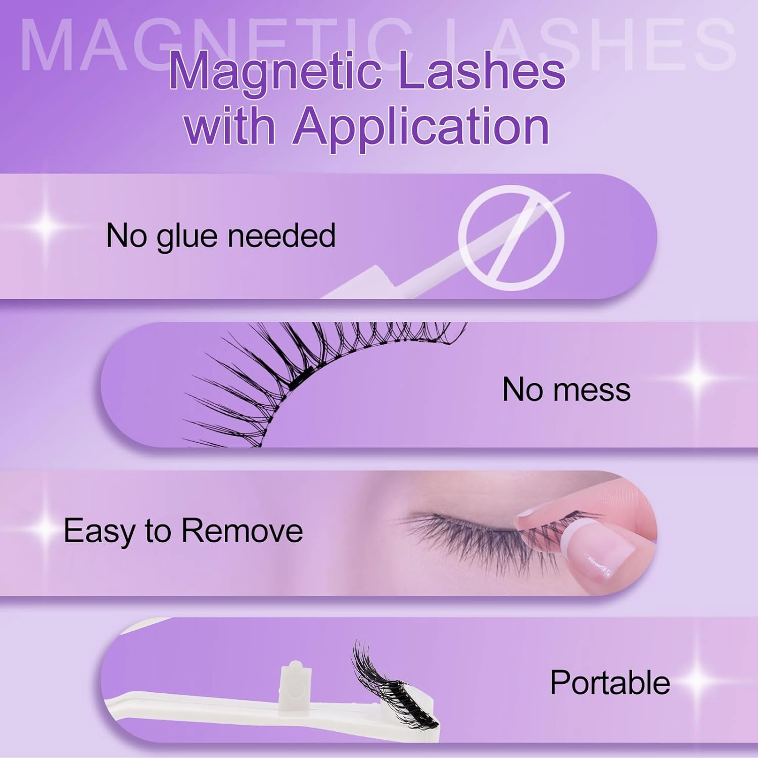 4 Pairs Nature Magnetic Eyelashes-Ultra Volume & Fluffy Look, Reusable, Easy to Apply, No Glue Needed by Wendy Lashes(4 Pairs,079 B01)