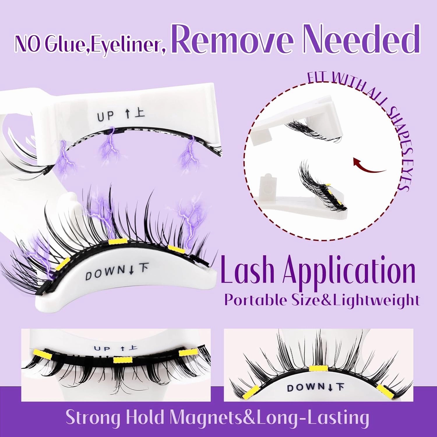 4 Pairs Nature Magnetic Eyelashes-Ultra Volume & Fluffy Look, Reusable, Easy to Apply, No Glue Needed by Wendy Lashes(4 Pairs,079 B01)