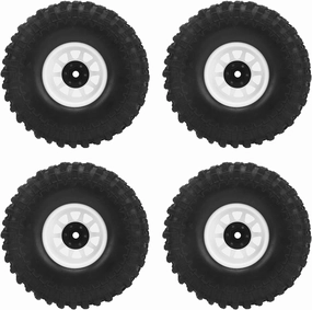 4 Pcs 1/10 RC Car Tires, Soft Rubber Crawler Wheel Hub Tires for 90046, Grip Texture, Installation and Disassembly, Zinc Alloy (White)
