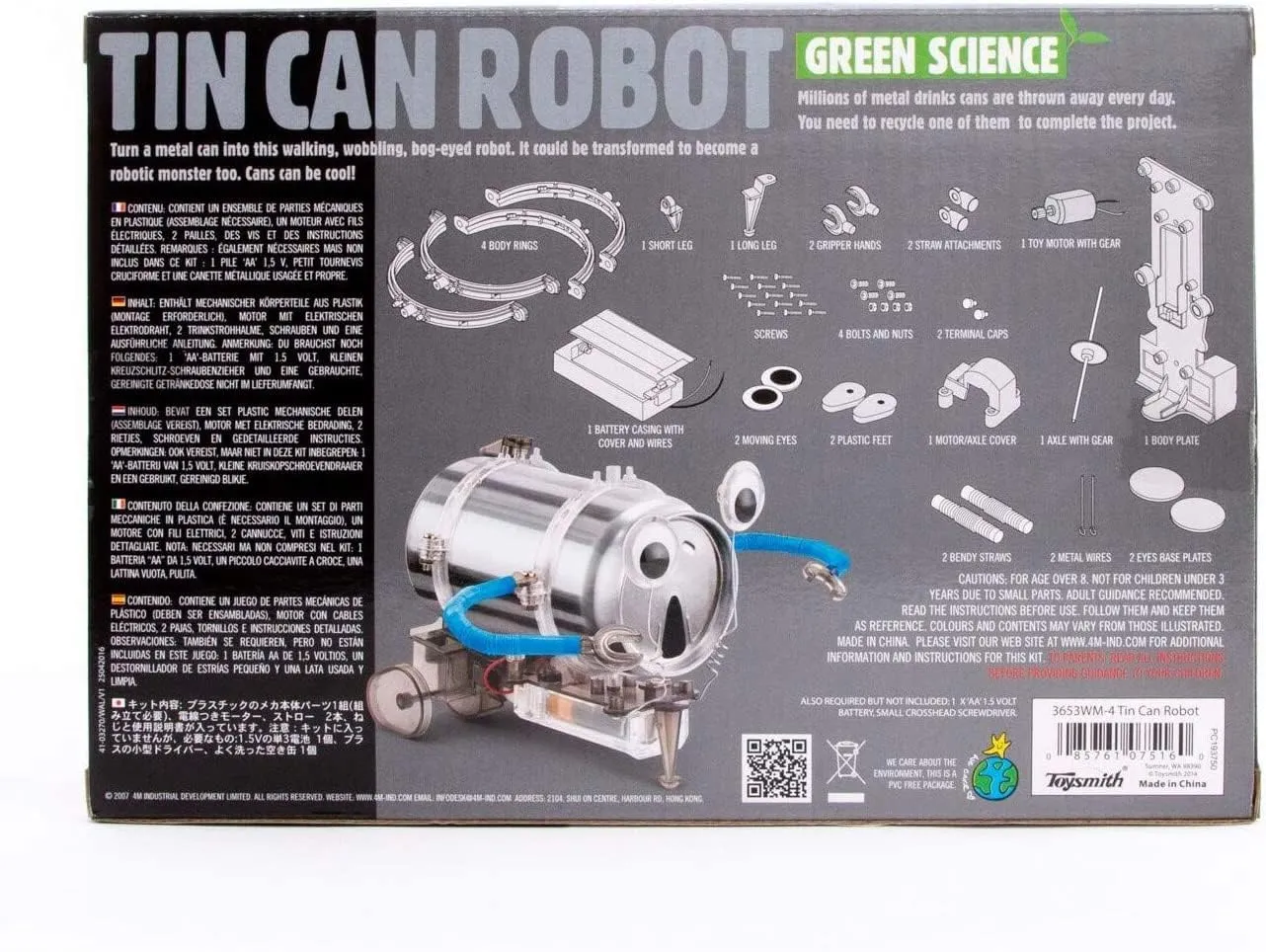 4M Toysmith, KidzRobotix Tin Can Robot, DIY Science Kits STEM Powered Kids, For Boys & Girls Ages 8 