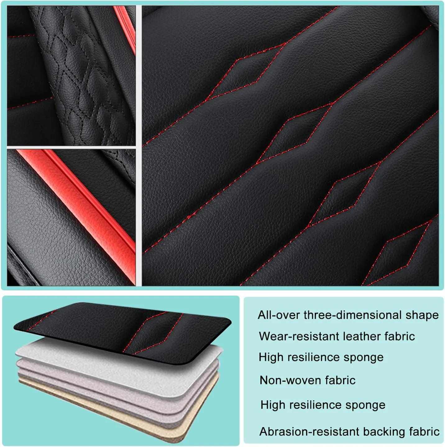 5 Seat Covers for Genesis GV80 2021-2025 Napa Leather Seat Covers Water and Dust Resistant Soft Car Seat Protectors Comfortable Car Seat Covers with Airbags (Black Blue Bars, Standard)