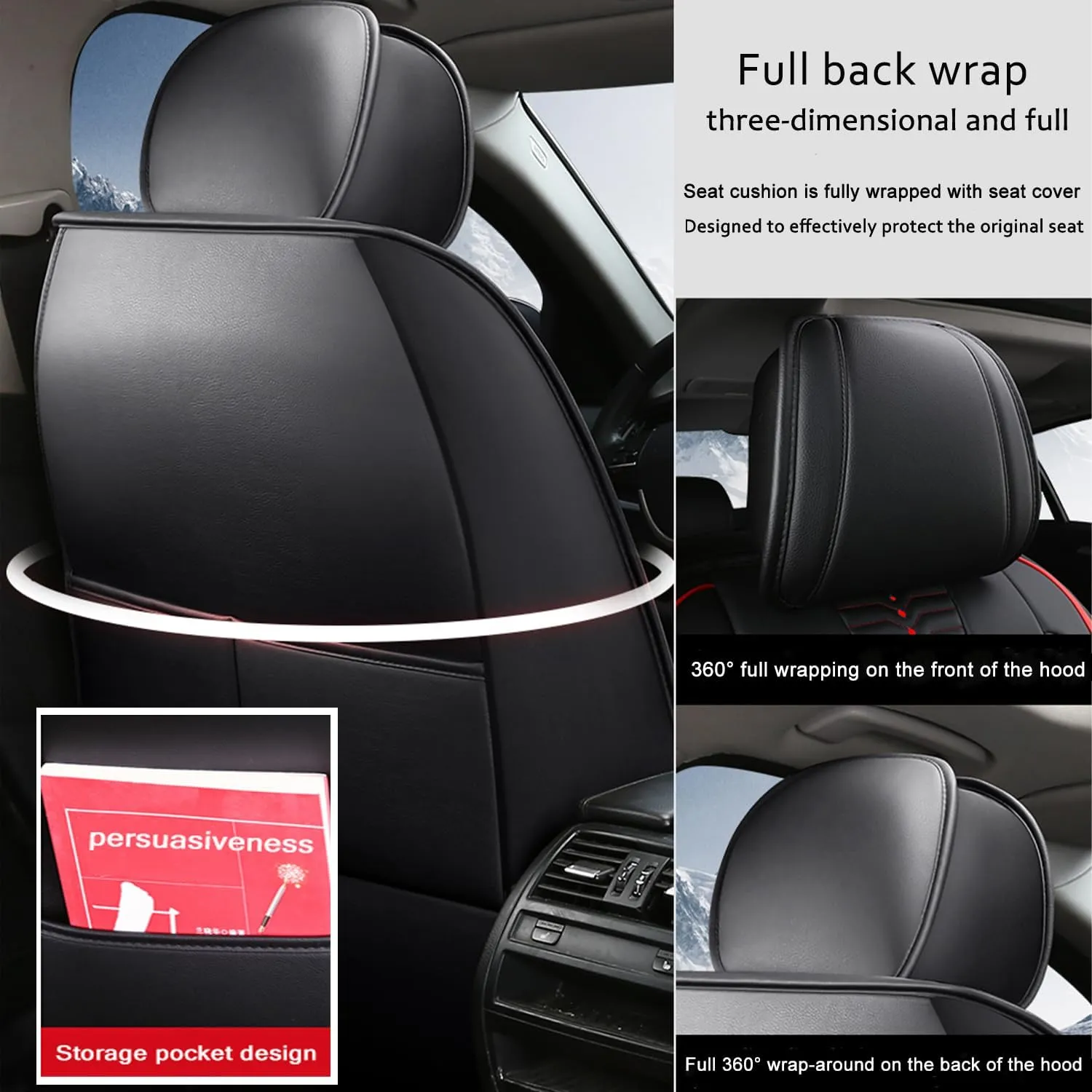 5 Seat Covers for Genesis GV80 2021-2025 Napa Leather Seat Covers Water and Dust Resistant Soft Car Seat Protectors Comfortable Car Seat Covers with Airbags (Black Blue Bars, Standard)