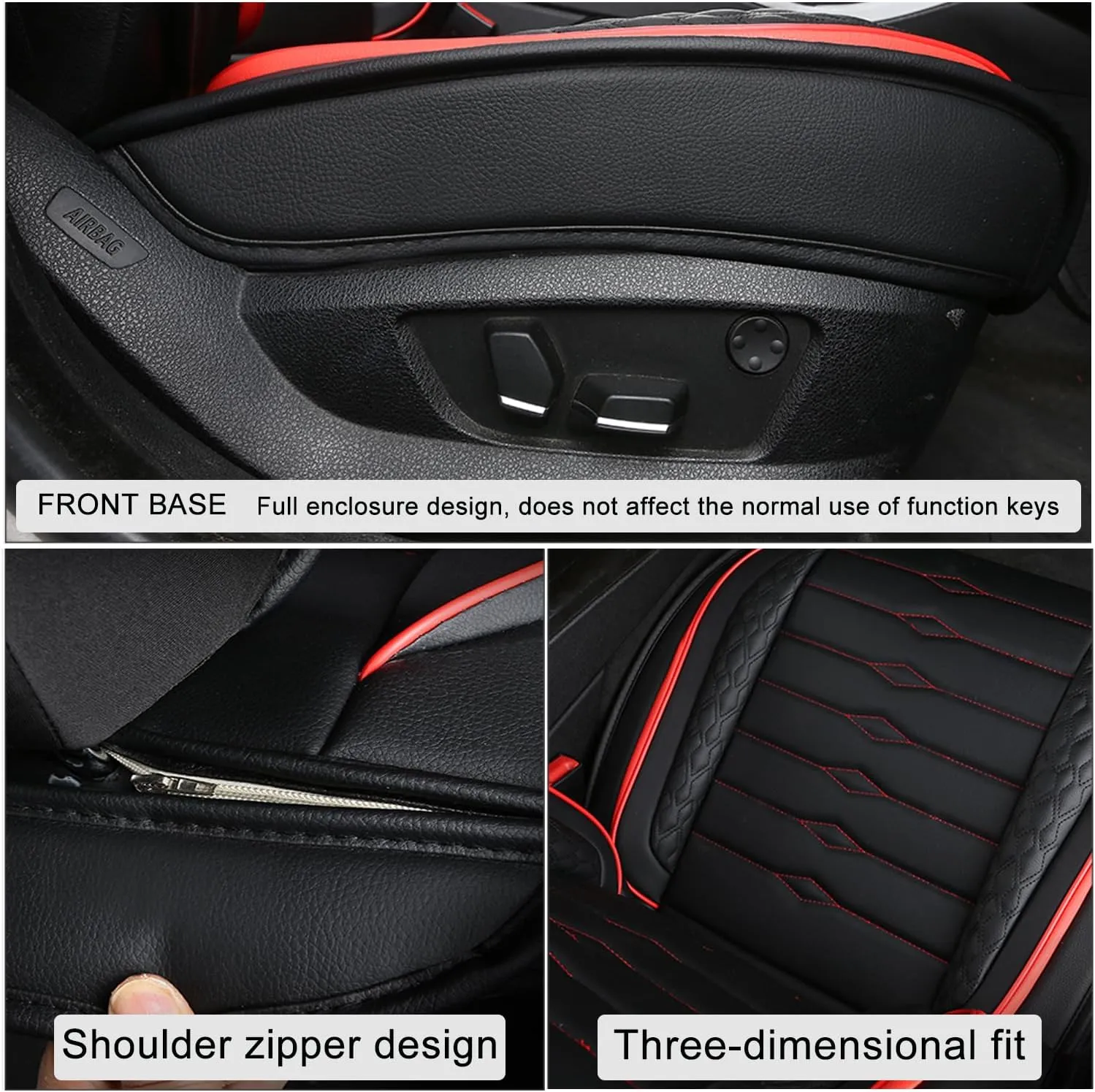 5 Seat Covers for Genesis GV80 2021-2025 Napa Leather Seat Covers Water and Dust Resistant Soft Car Seat Protectors Comfortable Car Seat Covers with Airbags (Black Blue Bars, Standard)