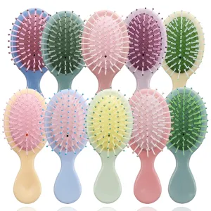 50 Pieces Mini Wet Hair Brush Travel Detangling Brush Soft Bristles for Most Hair Types with Ease Knots Without Tears or Breakage, Bright Surface, 10 Colors