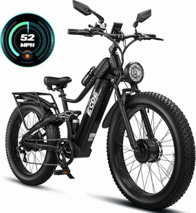 5000W Dual Motor Electric Bike for Adults 52MPH with 60V 32AH Battery, 26x4 Fat Tire All Terrain Ebikes, Full Suspension E Bike, SHM 7-Speed Gear Electric Bicycle-63V (5000W 60V)