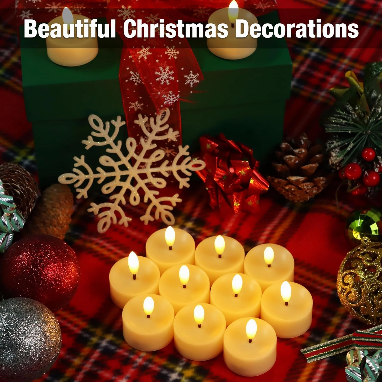 50 Pack Battery Operated Tea Lights Candles, Realistic Flickering Flameless LED Tea Lights, 3D Wick Electric Fake Tealights Candles for Wedding, Festival, Party, Home Decor