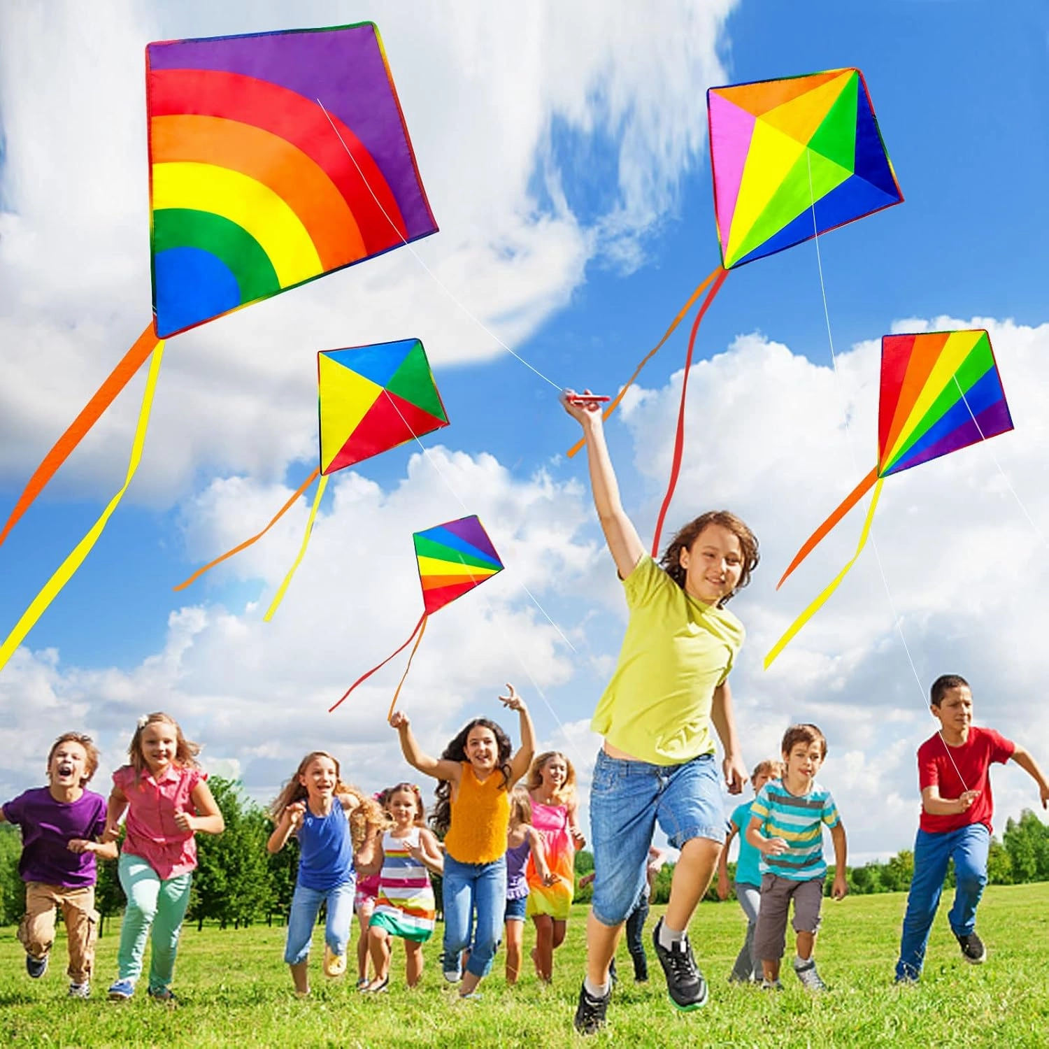 5 Pack Kite for Kids Adults Easy to Fly, Rainbow Kites for Toddlers Age 3-5 Beginners, Kites for Kids Ages 4-8 8-12 Easy to Fly in Low Wind- Kite for Family Beach Outdoor Games and Activities