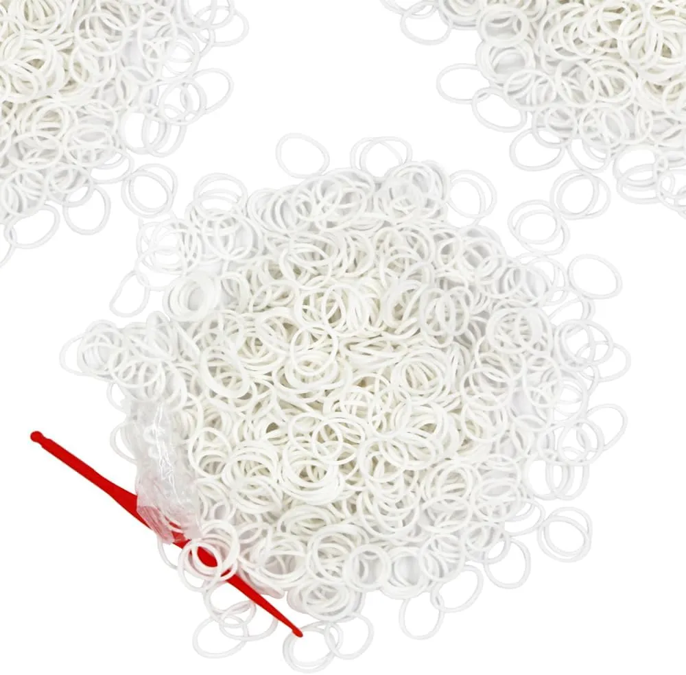 6000-Pack Rubber Loom Bands Making Kit,50PCS S-Clips10-Hooks,Colorful Rubber Bands Refill Kits for Weaving DIY Crafting Gift (White)