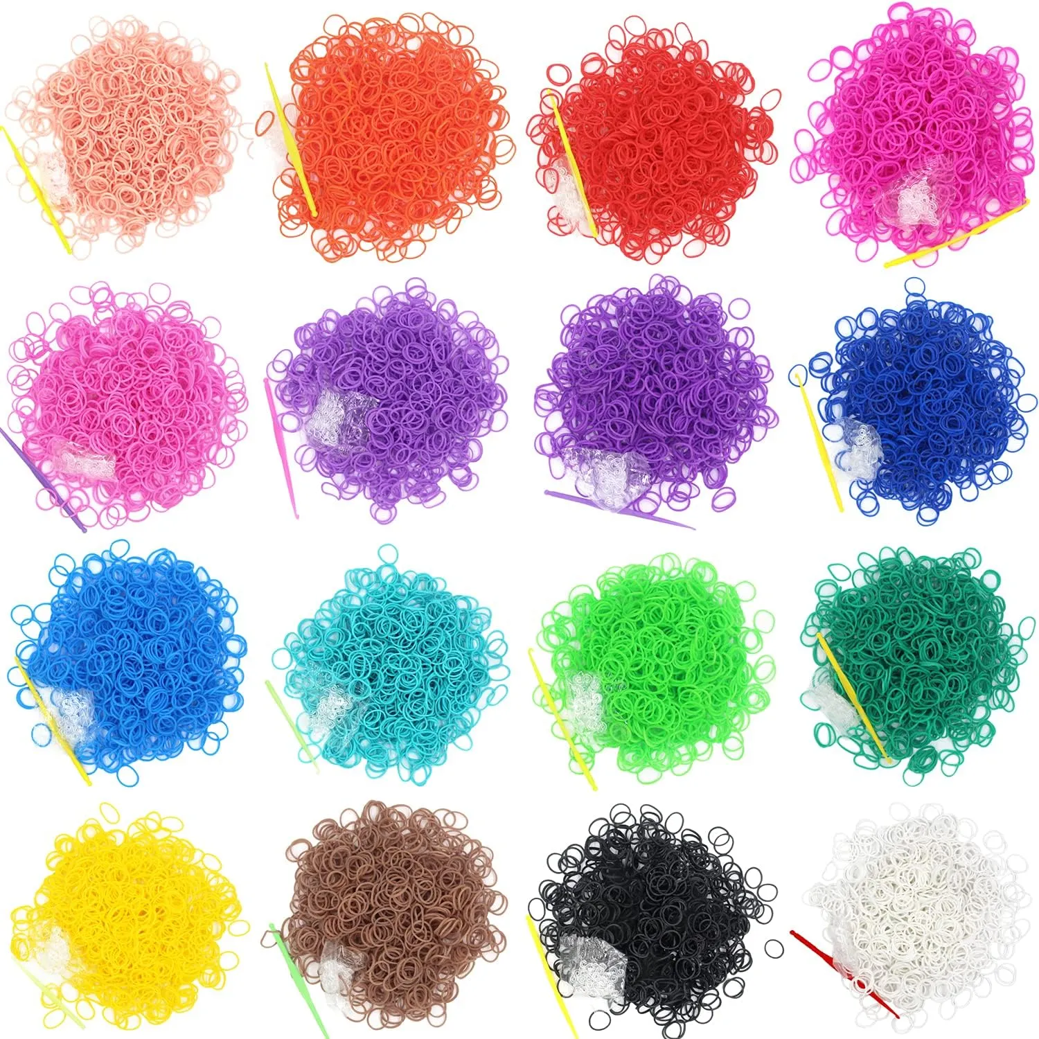 6000-Pack Rubber Loom Bands Making Kit,50PCS S-Clips10-Hooks,Colorful Rubber Bands Refill Kits for Weaving DIY Crafting Gift (White)