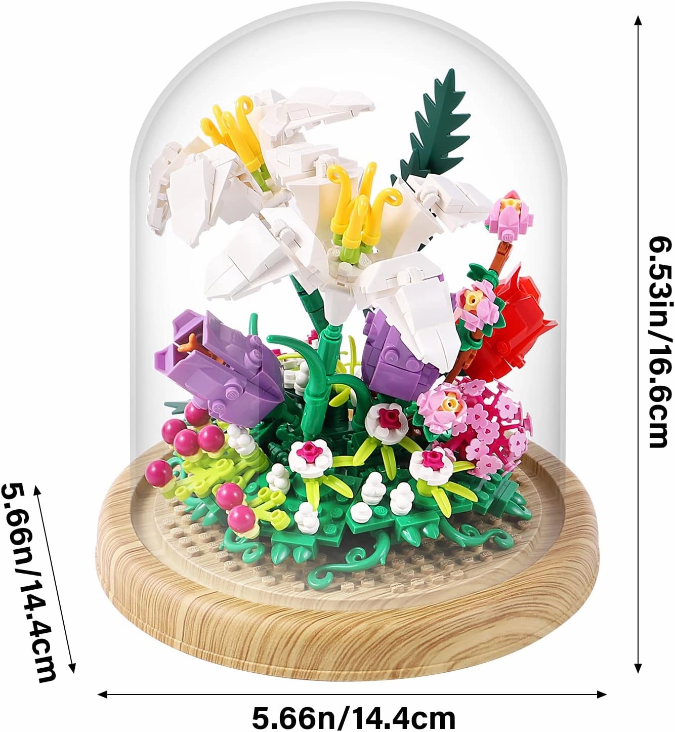 600 PCS Creative Lily Flowers Bonsai Tree Building sets,Sweet Lily Building Blocks with a Transparent Display Glass Cover,Exquisite Decoreated Flower Set,Any time is the most warm love for Her