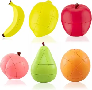 6PCS Fruit Fidget Puzzle Cube Toys Set,Simulation Lemon Banana Pear Peach Orange Shape Stress Relief Toys (Fruit)