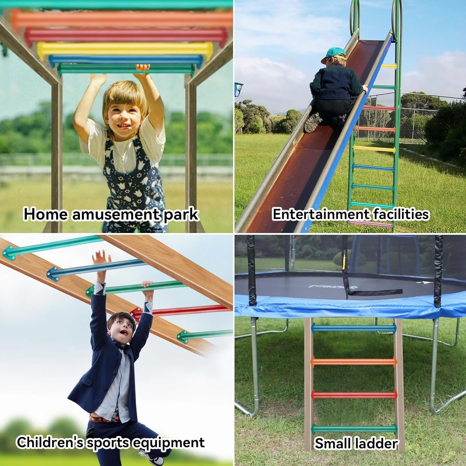 7 Colors 22 Inch Steel Monkey Bars Ladder Rungs Set for Backyards Playground and Children Indoor and Outdoor Climbing Kit (28 Pack)