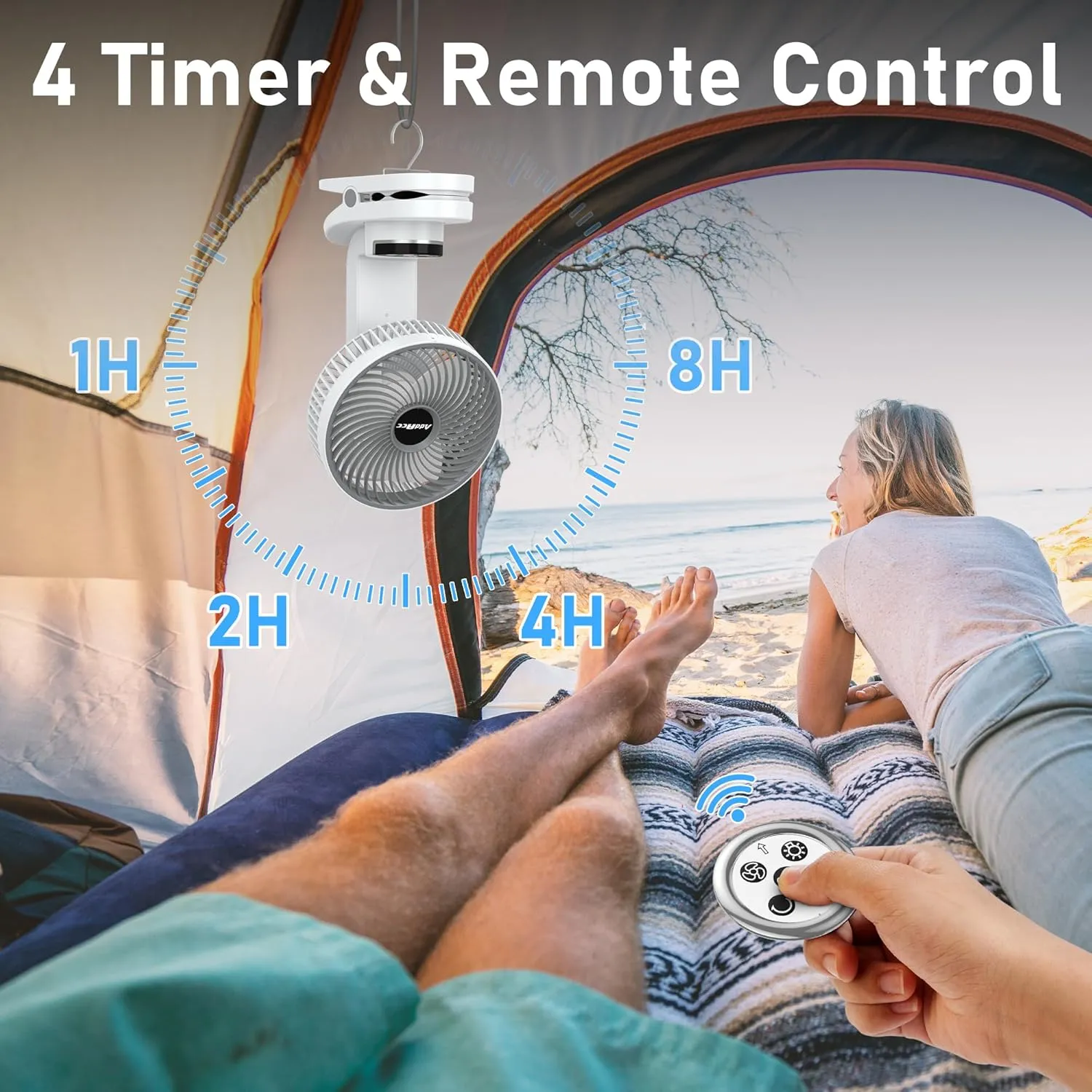 8 inch Desk Fan, 20000mAh Rechargeable Clip On Fan with Atmosphere Light, Battery Operated, 112 Hours Work, 9 Speed Ultra Quiet, Auto Oscillation Table Fan for Travel Camping Bedroom Office Home