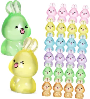 84Pcs Glow Dark Miniature Bunny Figurines Adorable Resin Rabbit Decorations in Colors for Dollhouses Bedrooms and Cozy Ambiance
