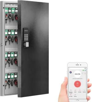 96 Key Lock Box Wall Mount, Smart Key Cabinet One Time Password/APP Bluetooth/Fixed Code/Wi-Fi Remote/Key Unlock, Security Storage Key Holder Box, Key Management for Valets, Realtors, Office, Hotel
