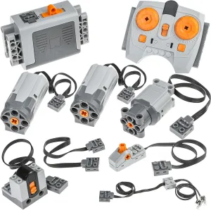 9PCS Technical-Parts, Power-Function-Parts-Set Battery-Box Infrared-Adjustable-SpeedRemote-Controller-Receiver L-Motor-M-Motor Compatible with mainbrands