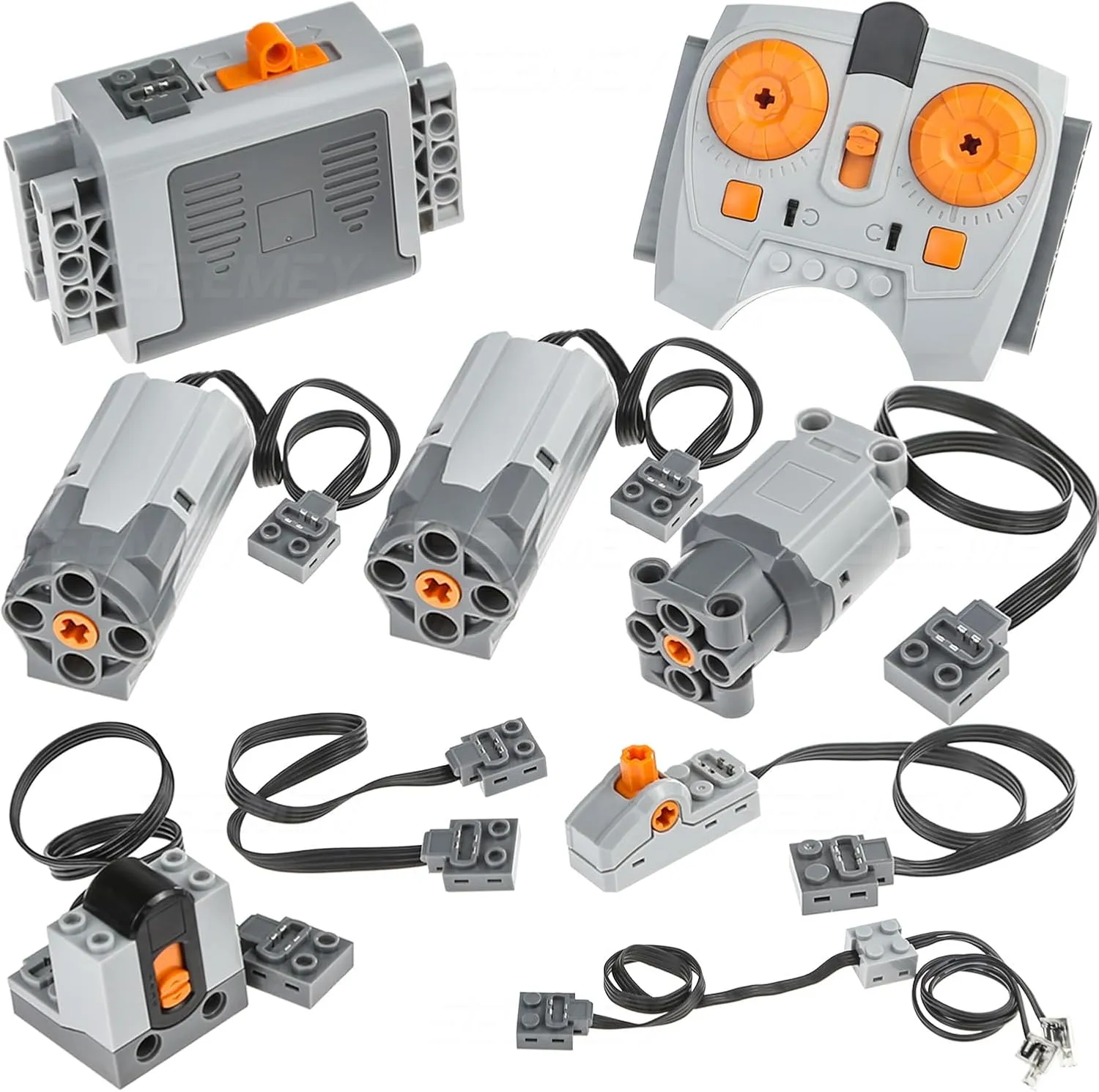 9PCS Technical-Parts, Power-Function-Parts-Set Battery-Box Infrared-Adjustable-SpeedRemote-Controller-Receiver L-Motor-M-Motor Compatible with mainbrands