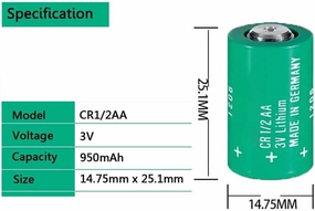 (2 Pcs/Set) CR1/2AA Battery for Varta CR1/2AA Battery for Varta CR 1/2 AA Series Lithium 3 V 950 mAh Cylindrical Battery