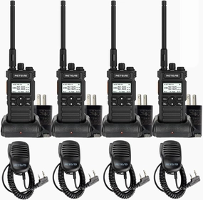 (2nd Gen RT86) Retevis RT86S Walkie Talkies with Shoulder Mic, Long Range 2 Way Radio with LCD Screen, Group Call, Type-C Charging, NOAA, Heavy Duty Two Way Radio, Business Radio for Industry(4 Pack)