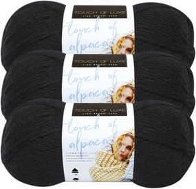 (3 Pack) Lion Brand Yarn Touch of Alpaca Yarn, Black