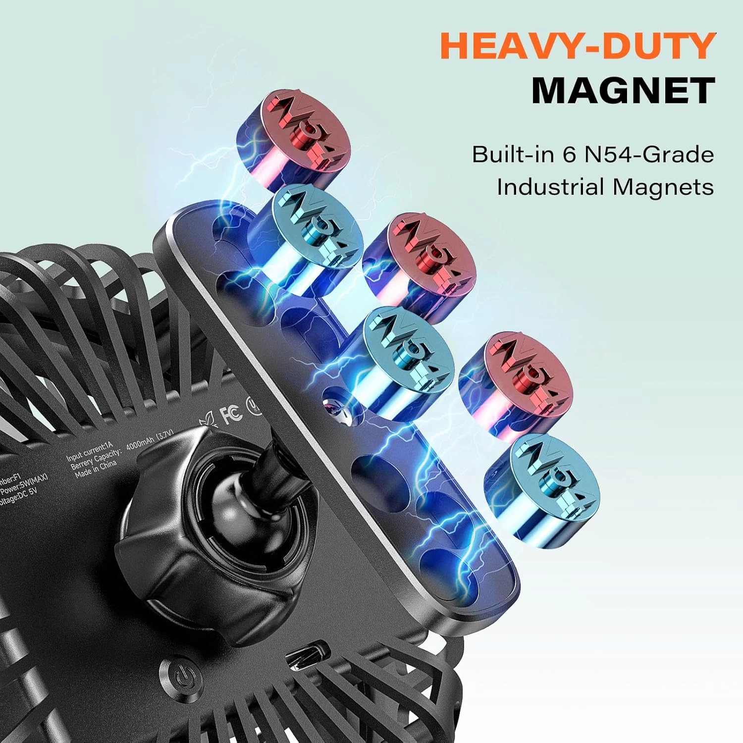 A2C Golf Cart Fan Rechargeable Magnetic Base Battery Operated Portable Fan 3 Speeds 4000 RPM Strong Airflow Compatible with Yamaha, EZGO, Club Car - 360° Rotatable Golf Cart Accessories