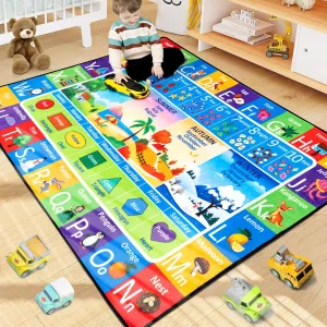 ABC Rug for Kids Playroom, Alphabet Rug 5x7 Feet, Washable Play Mat Non-Slip ABC Mat Classroom Carpet for Learning Letters, Animal, Shape, Color, Nursery Toddler Play Room Decor