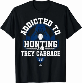 Addicted to Bear Hunting & Trey Cabbage Houston Baseball T-Shirt