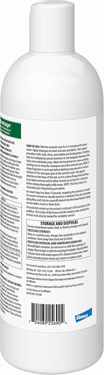 Advantage Dog Flea & Tick Shampoo for Puppies & Adult Dogs | Kills Fleas & Ticks | 24 oz.