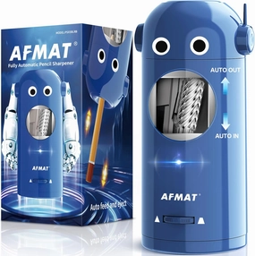AFMAT Electric Pencil Sharpener, Robot Pencil Sharpener for Colored Pencils 7-11.5mm, Auto in & Out, Fully Automatic Rechargeable Hands-Free for Home, Classroom, Battery Powered