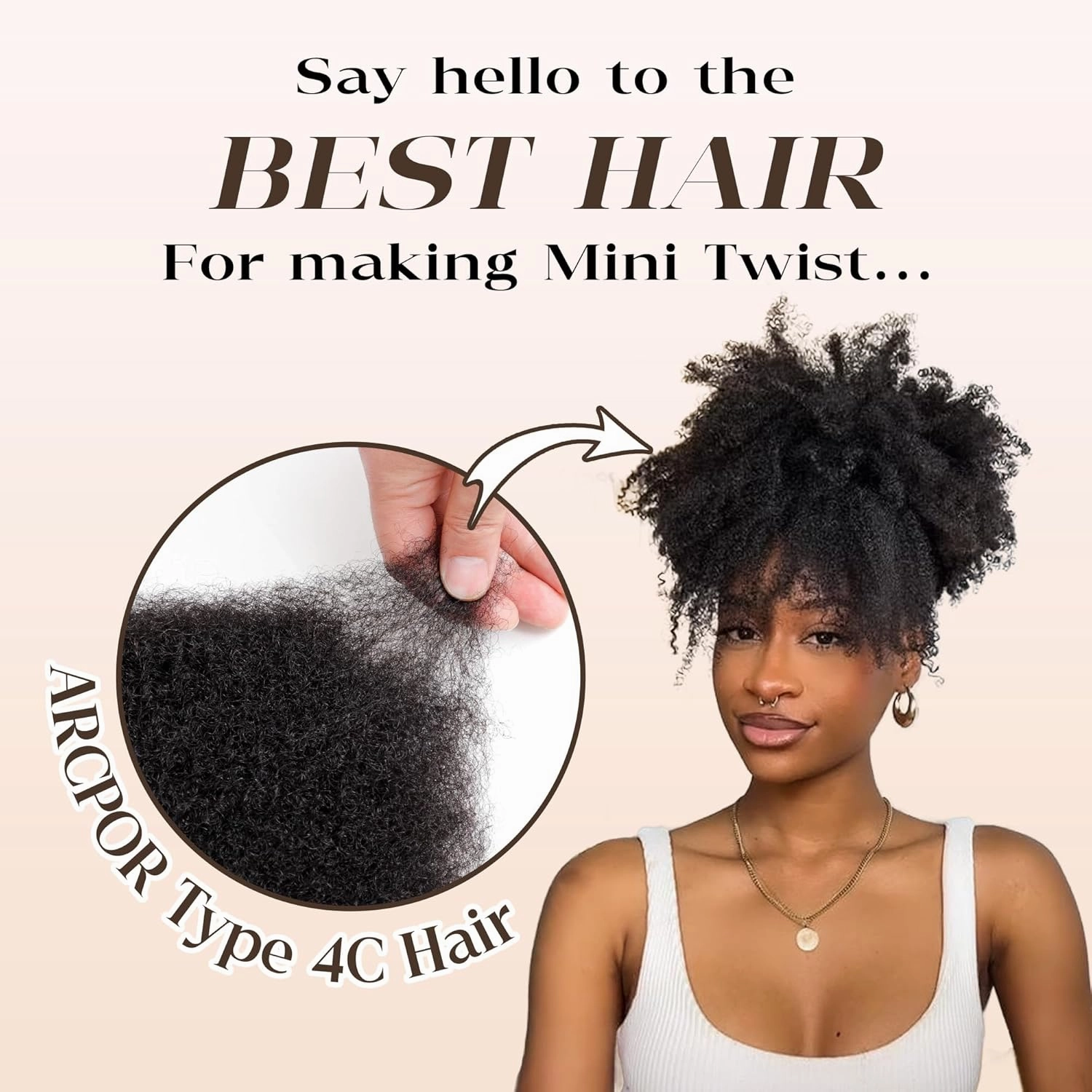 Afro Kinkys Bulk Human Hair, 18 Inch Soft 4C Afro Kinky-Curly Human Hair Bulk for Twist Dreadlocks Extensions Repair Locs #4 Dark Brown 50 Gram 1 Pack (4#, 18inch)