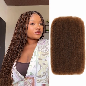 Afro Kinkys Bulk Human Hair, 18 Inch Soft 4C Afro Kinky-Curly Human Hair Bulk for Twist Dreadlocks Extensions Repair Locs #4 Dark Brown 50 Gram 1 Pack (4#, 18inch)