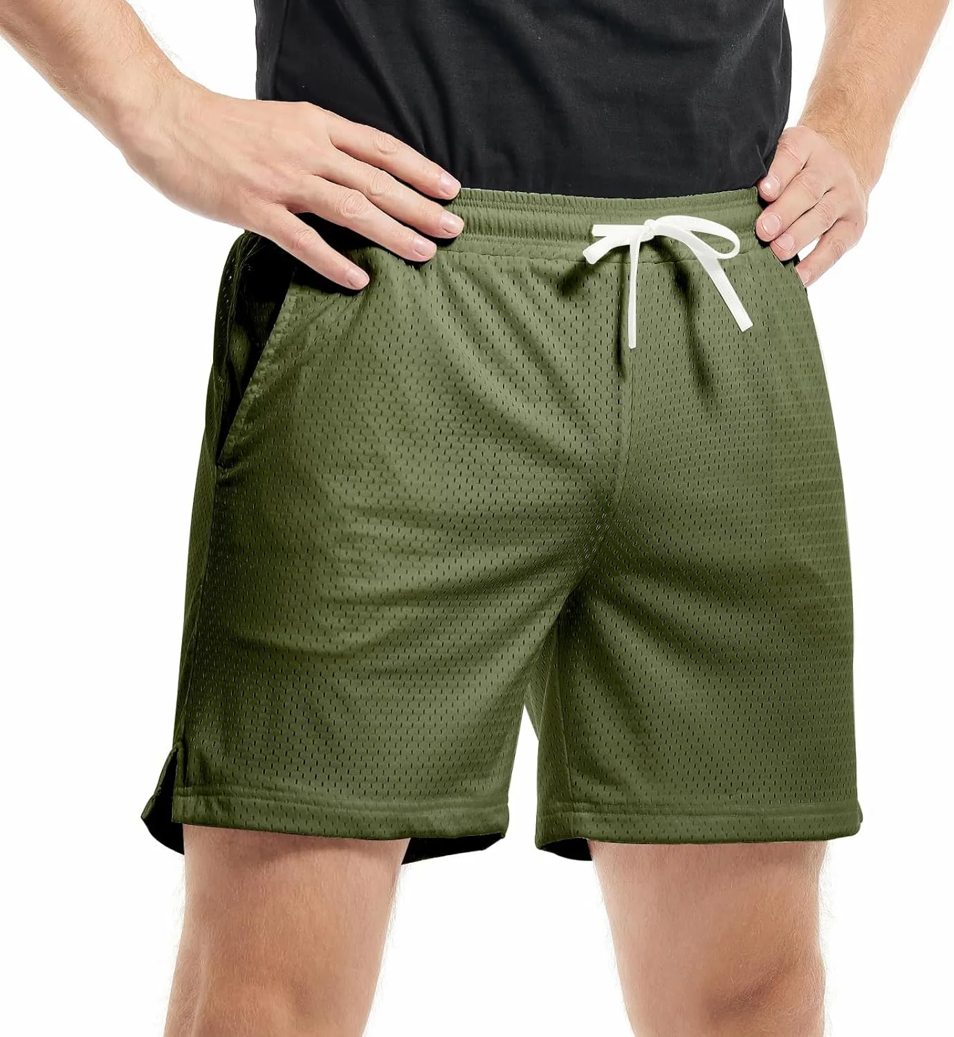 AIMPACT Mens Mesh Shorts Breathable Double Layer Fabric 6 Inch Basketball Sportswear Lounge Shorts
