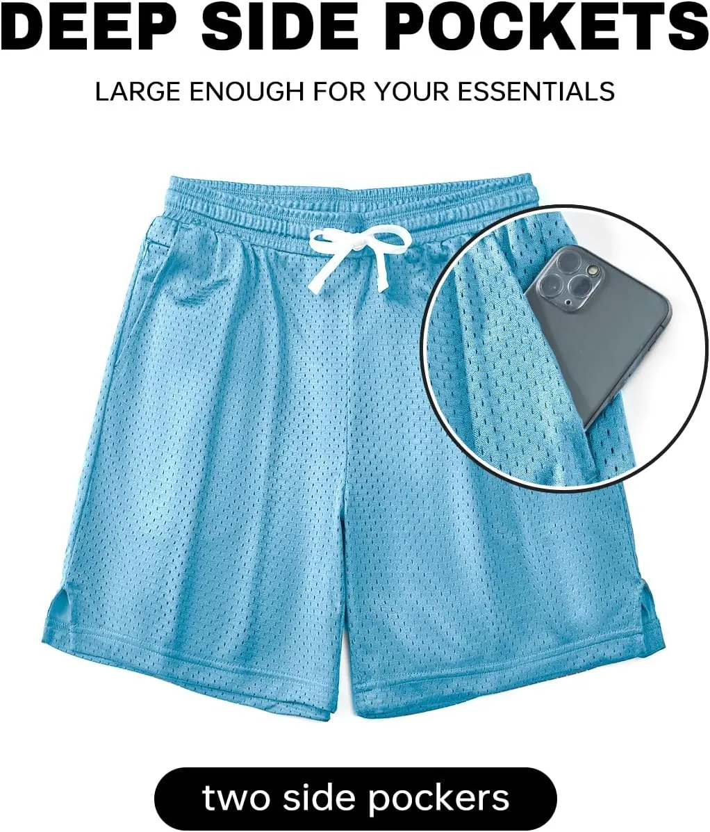 AIMPACT Mens Mesh Shorts Breathable Double Layer Fabric 6 Inch Basketball Sportswear Lounge Shorts