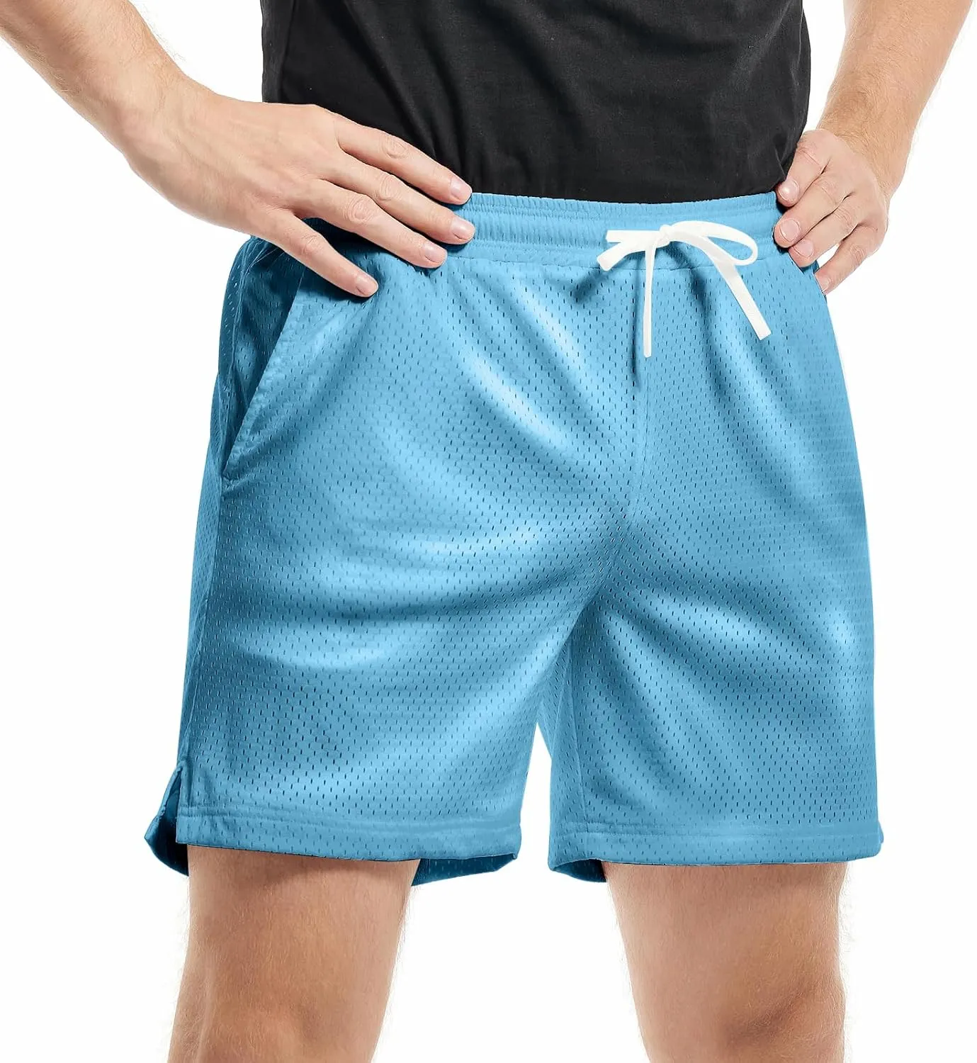 AIMPACT Mens Mesh Shorts Breathable Double Layer Fabric 6 Inch Basketball Sportswear Lounge Shorts