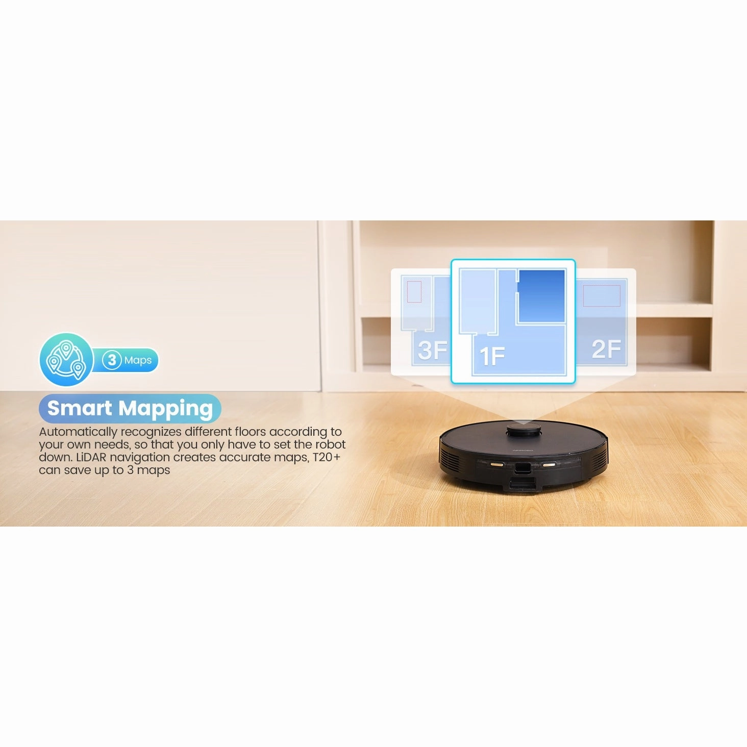 AIRROBO Robot Vacuum and Mop Combo, Self-Emptying, 60-Day Capacity, Home Mapping, Schedule, Wi-Fi/App/Alexa/Remote, 180mins Runtime, T20  Robotic Vacuum Cleaner for Pet, Hard Floors, Carpet