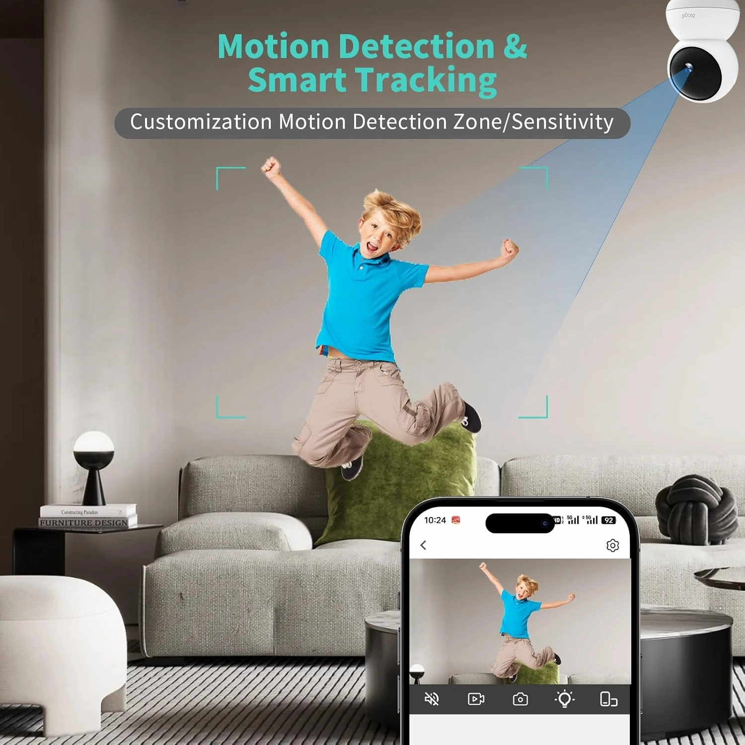 Alaga Indoor Security Camera 3K, Human Pet Motion for Home Security, 5G and 2.4G WiFi,Night Vision, Speaker,Compatible with Alexa and Google Assistant