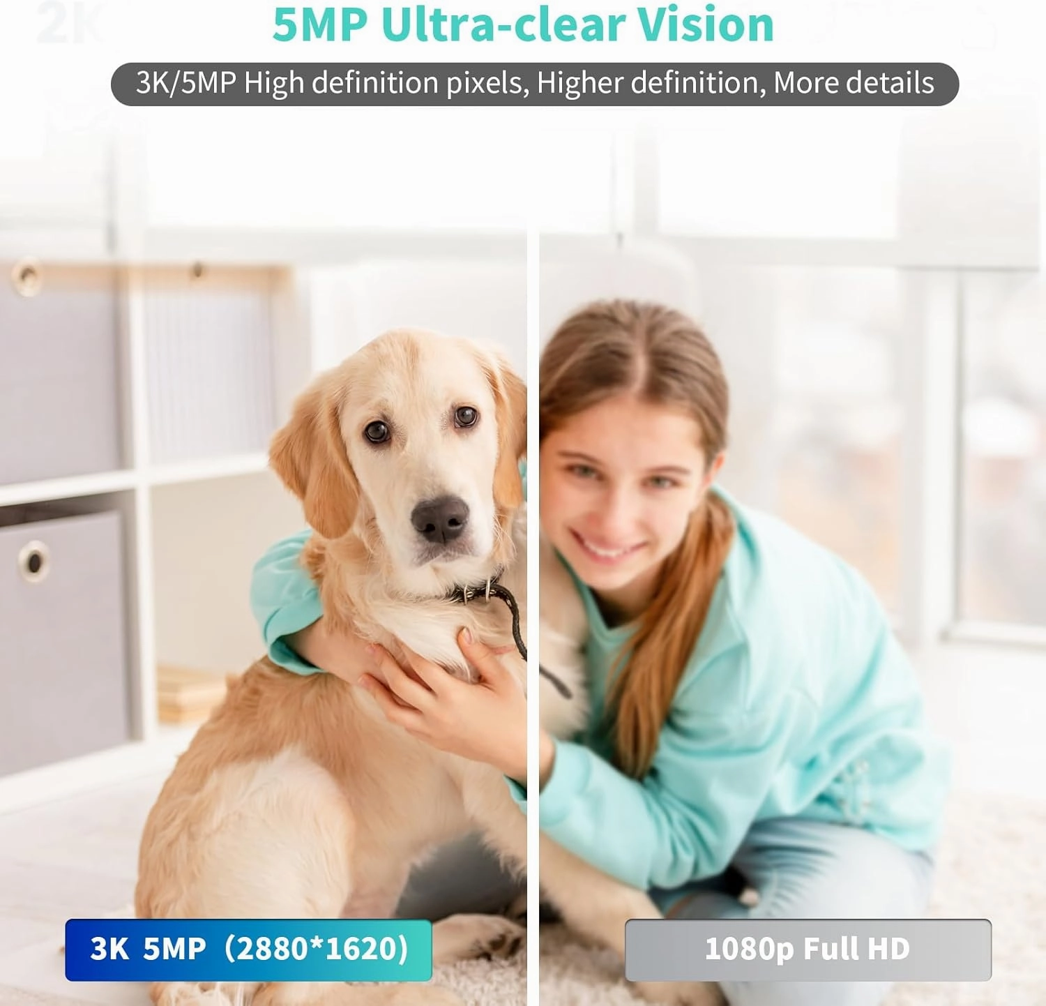 Alaga Indoor Security Camera 3K, Human Pet Motion for Home Security, 5G and 2.4G WiFi,Night Vision, Speaker,Compatible with Alexa and Google Assistant